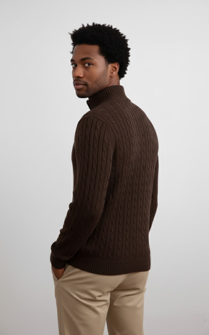 Men’s Half-Zip Cable Knit Sweater