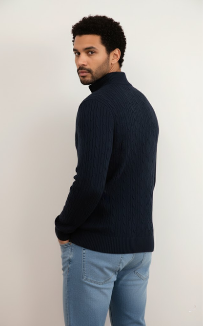 Men’s Half-Zip Cable Knit Sweater