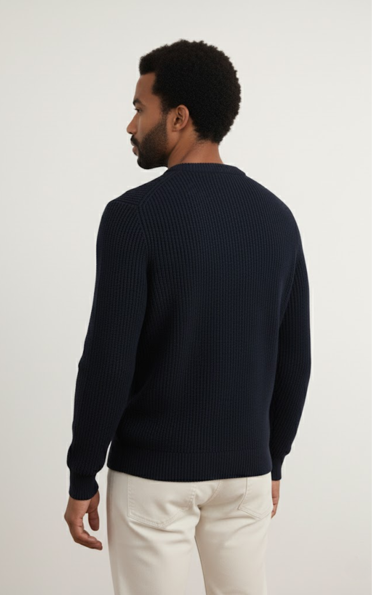 Men’s Ribbed Knit Crew Neck Sweater – Premium Cotton Blend