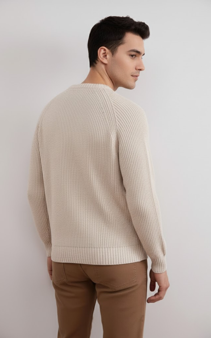 Men’s Ribbed Knit Crew Neck Sweater – Premium Cotton Blend