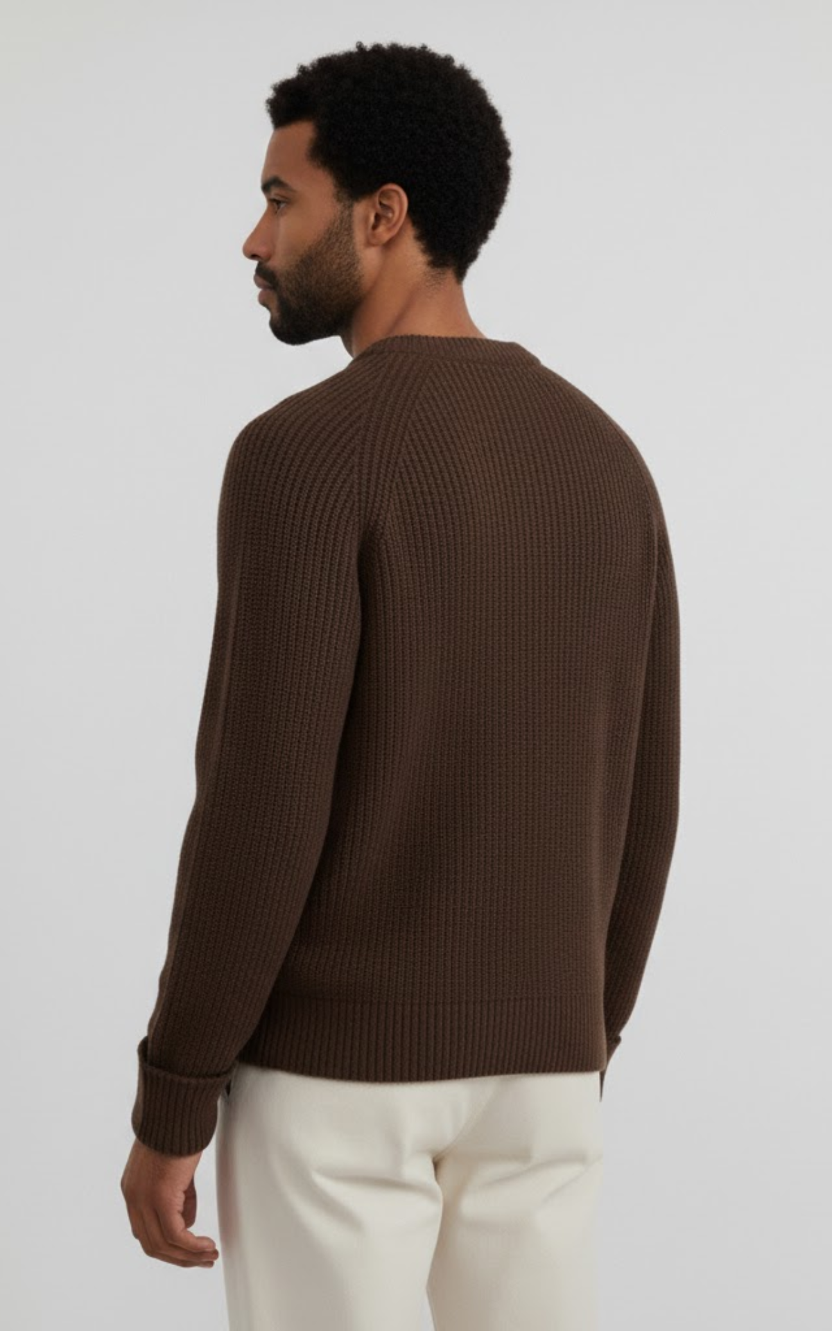 Men’s Ribbed Knit Crew Neck Sweater – Premium Cotton Blend
