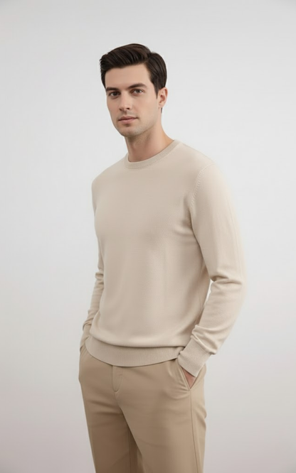 Men’s Classic Crew Neck Sweater – Premium Cotton Blend Knit