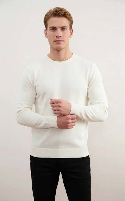 Men’s Classic Crew Neck Sweater – Premium Cotton Blend Knit