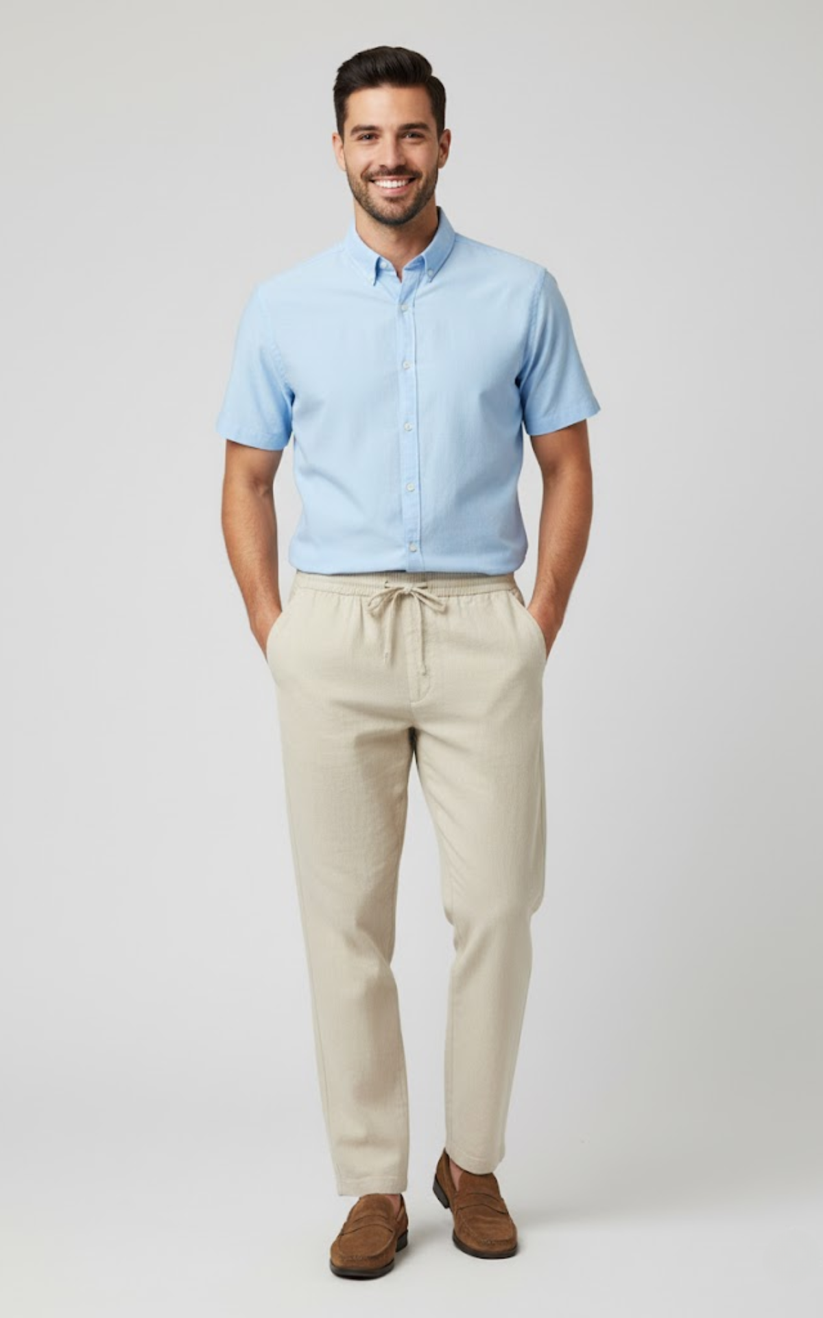 Men’s Lightweight Cotton-Linen Drawstring Pants